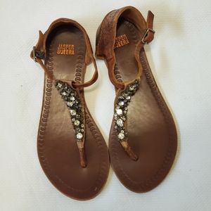 Jasper & Jeera  Anthropologie Embellished Thong Sandals